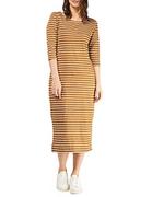 Sukienki - People Tree Damska sukienka w paski Monica, Brązowy i pierwotny, 38 - miniaturka - grafika 1