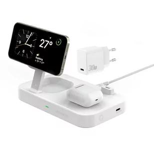4smarts Ład. indukcyjna Trident 2w1 + USB-C + ładowarka sieciowa 30W biała/white 540998 - Ładowarki do telefonów - miniaturka - grafika 1