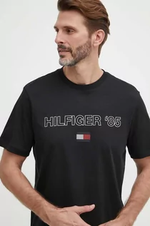 Koszulki męskie - Tommy Hilfiger t-shirt bawełniany męski kolor czarny z nadrukiem MW0MW34427 - grafika 1