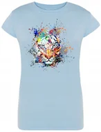 Koszulki i topy damskie - Tygrys Kolorowy Damski Modny T-shirt Nadruk R.XXL - miniaturka - grafika 1
