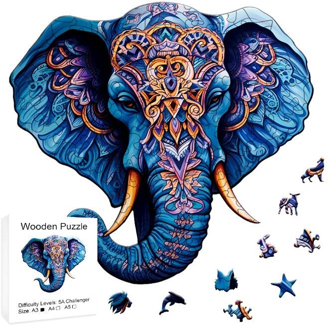 Puzzle Drewniane Wooden A3 dla dzieci i dorosłych 180 el. Słoń