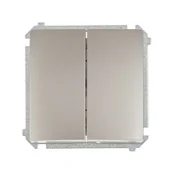 Wyłączniki światła i elektryczne - Simon Włącznik podwójny z podświetleniem BASIC satynowy, metalizowany - miniaturka - grafika 1