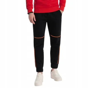 Spodnie męskie dresowe z przeszyciami czarne V1 OM-PASK-0145 XXL - Dresy męskie - miniaturka - grafika 1