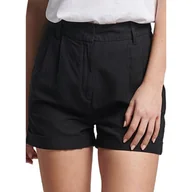 Spodenki damskie - Spodenki damskie Superdry Studios Linen szorty lniane czarne -M - miniaturka - grafika 1