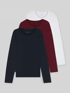 Piżamy męskie - Bluzka z długim rękawem o kroju regular fit z czystej bawełny w zestawie 3 szt. - miniaturka - grafika 1