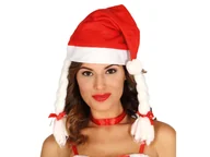 Pozostałe akcesoria świąteczne - Czapka Mikołaja z warkoczami - 1 szt. - miniaturka - grafika 1