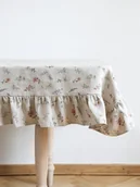 Obrusy i serwetki - Lniany obrus z falbanką heavy linen WILD FLOWERS - miniaturka - grafika 1