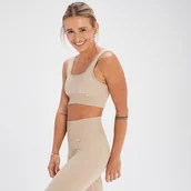 Biustonosze - Bezszwowy sportowy stanik z kolekcji MP x Tatiana – kremowy - XS - miniaturka - grafika 1