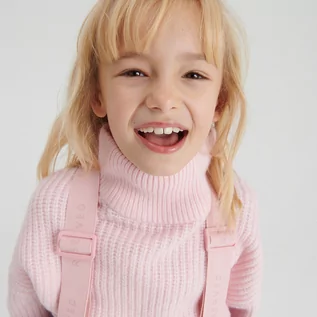 Swetry dla dziewczynek - Reserved - Sweter z golfem - Różowy - grafika 1