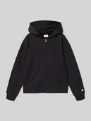 Swetry dla dziewczynek - Bluza dresowa na zamek z detalem z logo w kroju regular fit - miniaturka - grafika 1