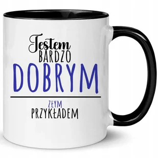 Kubek Biało Czarny JESTEM DOBRYM ZŁYM PRZYKŁADEM Na Prezent Do Pracy Wzory - Kubki - miniaturka - grafika 1