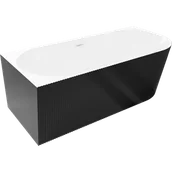 Wanny - Mexen Silo wanna wolnostojąca narożna lewa ryflowana 150 x 75 cm, biała/czarna, przelew biały- 52891507575L-20 - miniaturka - grafika 1