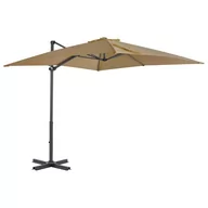 Parasole ogrodowe - vidaXL Parasol wiszący z aluminiowym słupkiem, 250x250 cm, taupe - miniaturka - grafika 1