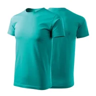 Koszulki męskie - Koszulka szmaragdowa z krótkim rękawem z logo na sercu i plecach męska z nadrukiem logo firmy 160g BASIC129 kolor 19 koszulka krótki rękaw - miniaturka - grafika 1