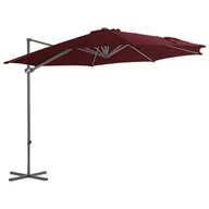 Parasole ogrodowe - vidaXL Parasol wiszący na stalowym słupku, bordowy, 300 cm 312312 - miniaturka - grafika 1
