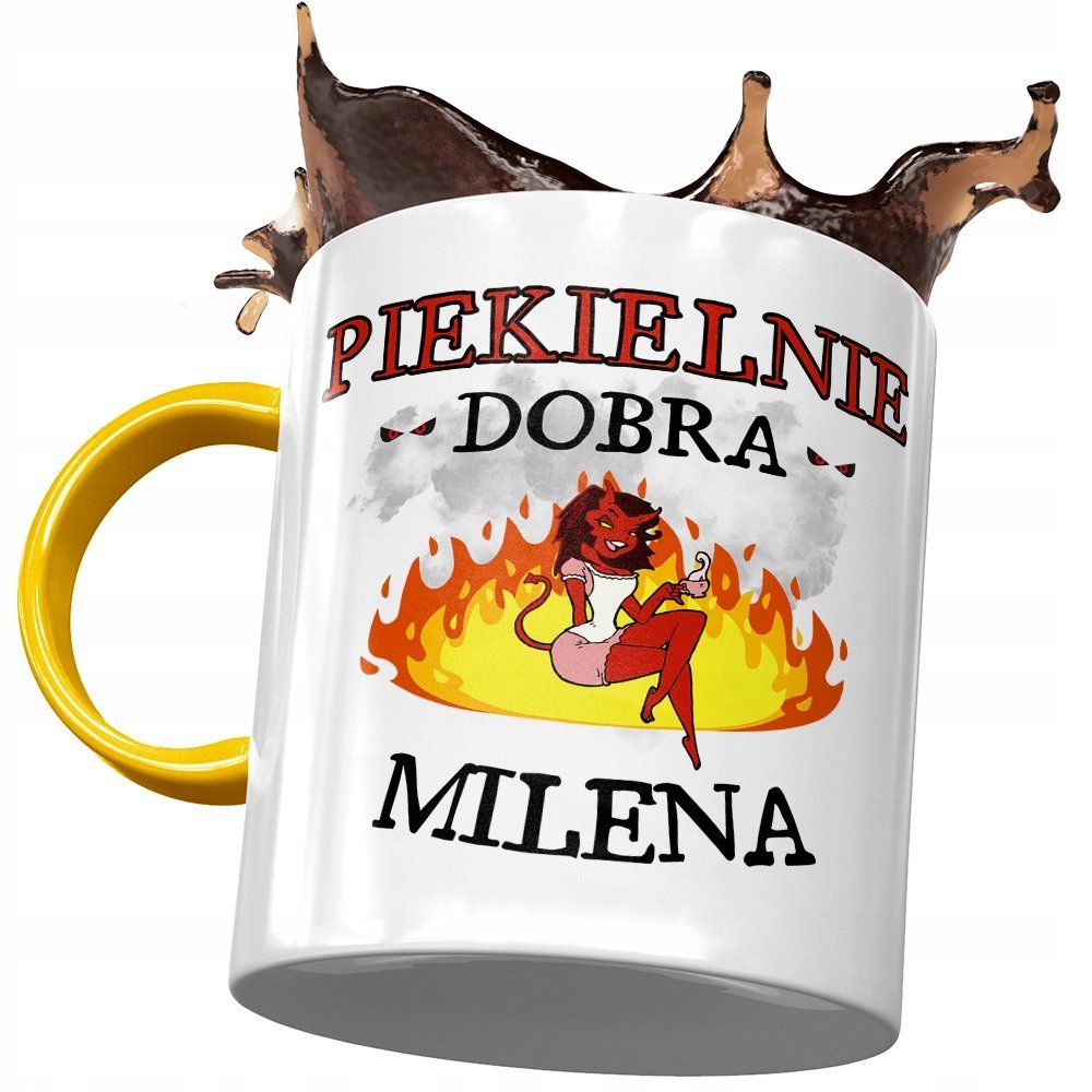 Kubek Żółty Dla Mileny Przyjaciółki Na Prezent z Nadrukiem ze Zdjęciem + Opakowanie na prezent (wzór 03)