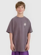 Koszulki dla chłopców - 4F T-shirt oversize z nadrukiem chłopięcy - szary 122 (6-7 lat) - miniaturka - grafika 1