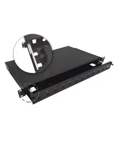 Przełącznica światłowodowa teleskopowa 12xSC simplex / 12xLC duplex 19&quot; 1U z akcesoriami montażowymi (dławiki, opaski) - Kable światłowodowe - miniaturka - grafika 1