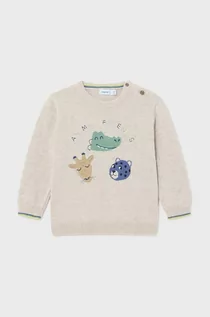Swetry dla chłopców - Mayoral sweter bawełniany niemowlęcy kolor beżowy lekki - grafika 1