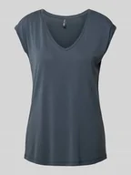 Koszulki i topy damskie - T-shirt z dekoltem w serek model ‘KAMALA’ - miniaturka - grafika 1