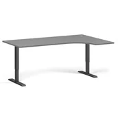 Stoły i stoliki do biura - Stół z regulacją wysokości, 1 silnik, 745 - 1235 mm, narożnik L/R, blat 1800 x 1200 mm, podstawa szara, grafitowy - miniaturka - grafika 1
