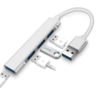 Huby USB - ADAPTER ROZDZIELACZ ROZGAŁĘŹNIK SLIM HUB 3.0 USB-C na 4x USB SREBRNY - miniaturka - grafika 1