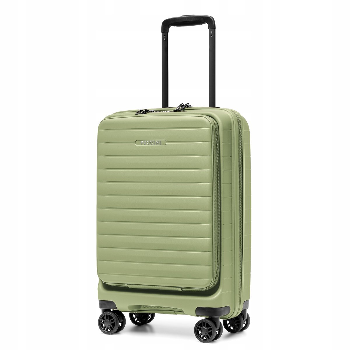 PUCCINI Walizka Kabinowa Podróżna z Kieszenią Zewnętrzną Zielona PP028C-5