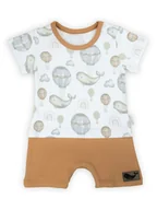 Kombinezony dla dzieci - Niemowlęcy rampers wieloryby jasnobrązowy Nicol,r.68 - miniaturka - grafika 1
