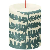 Świece - Bolsius świeca bryłowa pieńkowa rustykalna słupek Rustic Silhouette 80/68 mm 8 cm - Delikatny Perłowy + paproć - miniaturka - grafika 1