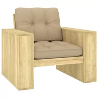 Fotele i krzesła ogrodowe - vidaXL Krzesło ogrodowe z beżowymi poduszkami impregnowana sosna 3065744 - miniaturka - grafika 1