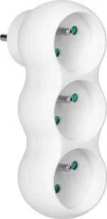 Orno Rozgałęźnik 3x2P+Z"bałwanek" z wtyczką górną, biały - Gniazdka elektryczne - miniaturka - grafika 1