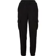 Spodnie damskie - Urban Classics Damskie spodnie dresowe z wysokim stanem, Velvet Rib Cargo Sweat Pants, czarny, XS - miniaturka - grafika 1