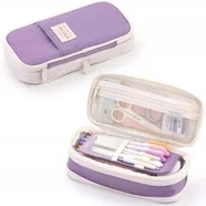 Piórnik Szkolny Saszetka Jednokomorowy Poszerzany Organizer Ciemny Fiolet