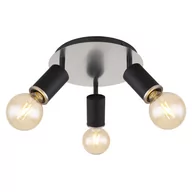 Lampy sufitowe - Globo Joseba 54032-3B plafon lampa sufitowa spot 3x60W E27 czarny/nikiel - miniaturka - grafika 1
