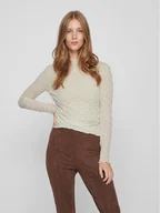 Bluzki damskie - Vila Bluzka 14088387 Beżowy Slim Fit - miniaturka - grafika 1