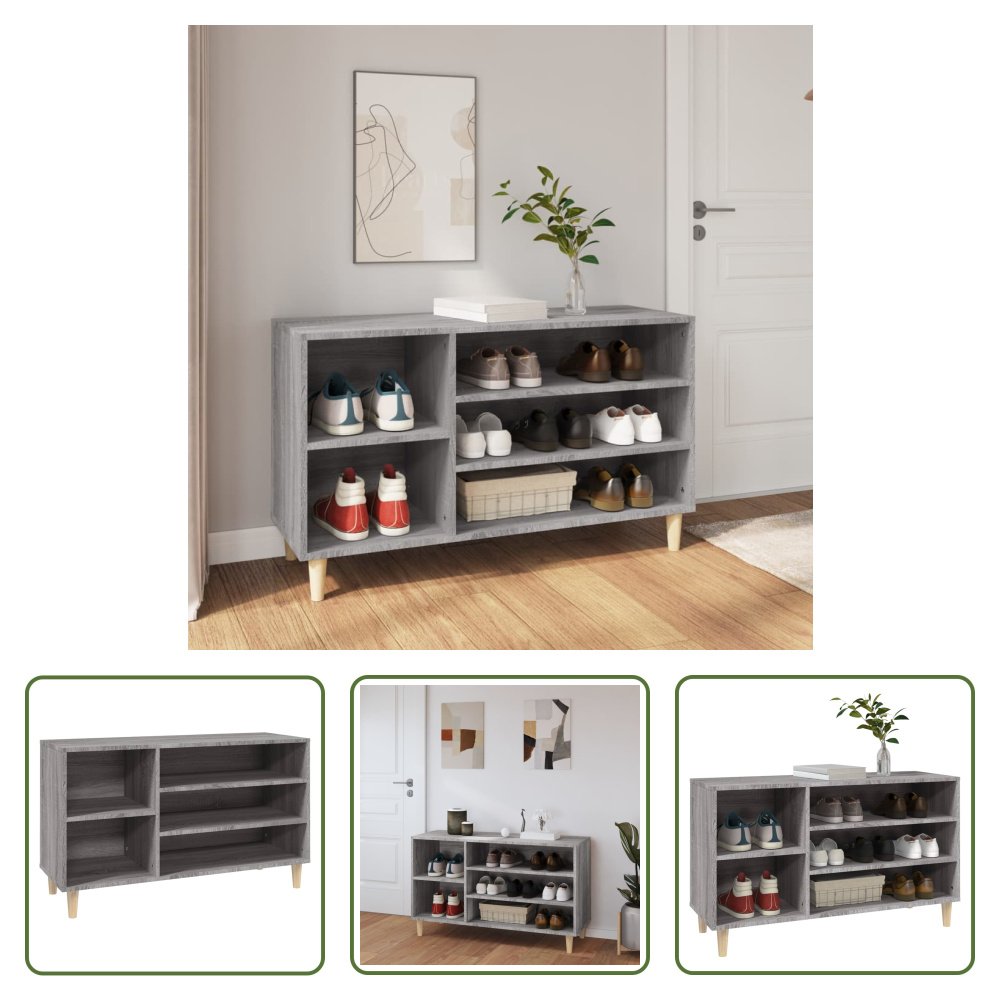 The Living Store Stojak na buty szary Sonoma 102x36x60 cm Materiał drewnopochodny