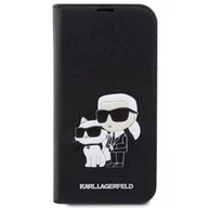 Etui i futerały do telefonów - Karl Lagerfeld Pokrowiec PU Saffiano Karl and Choupette NFT Book na iPhone 14 Pro KLBKP14LSANKCPK Czarne - miniaturka - grafika 1