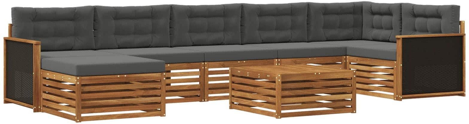 vidaXL Zestaw sof na zewnątrz z poduszką 8 pcs Naturalny i Antracytowy