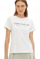 Koszulki i topy damskie - TOM TAILOR KLASYCZNY T SHIRT DAMSKI BAWEŁNA BIAŁA Z NADRUKIEM XS J5D - miniaturka - grafika 1