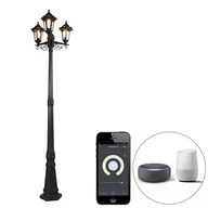 QAZQA Inteligentna latarnia zewnętrzna  czarna  3-punktowa z Wi-Fi ST64 - New Haven