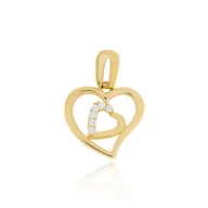 Wisiorki - Złota zawieszka serduszko z cyrkoniami w sercu pr. 333 - miniaturka - grafika 1