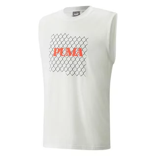 Koszulki sportowe męskie - Męska Koszulka PUMA DON T FLINCH TANK PUMA WHITE-CHERRY TOMA 53212909 – Biały - grafika 1