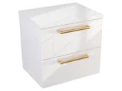 Szafki łazienkowe - Szafka Wisząca Z Blatem ATH 50 cm - Biały Wysoki Połysk - Uchwyty Złote Polerowane - miniaturka - grafika 1