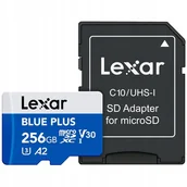 Karty pamięci - Lexar microSDHC Blue Plus UHS-I with SD adapter, up to 170MB/s read C10/A2/U3 V30 256GB - miniaturka - grafika 1