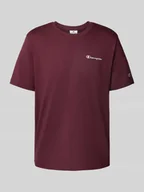 Koszulki męskie - T-shirt z wyhaftowanymi logo i okrągłym dekoltem - miniaturka - grafika 1