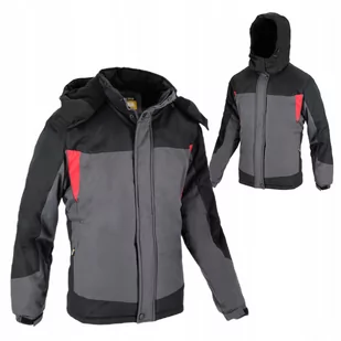 Kurtka Zimowa męska ocieplana z kapturem lekka czarno-szara M - Odzież robocza - miniaturka - grafika 1