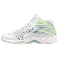 Buty sportowe męskie - Mizuno Damska piłka do siatkówki Thunder Blade Z MID, biały/szary, zielony (PatinaGreen), rozmiar 38, Biała kratka Patinagreen, 38 EU - miniaturka - grafika 1