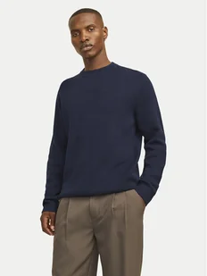 Jack&Jones Sweter Merino 12216817 Granatowy Regular Fit - Swetry męskie - miniaturka - grafika 1