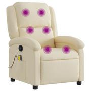 Krzesełka i taborety dla dzieci - ﻿Rozkładany fotel masujący, kremowy, obity tkaniną - miniaturka - grafika 1