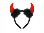 Dodatki do strojów karnawałowych - Party Deco Opaska rogi diabelskie z czarnym futerkiem. OP3 - miniaturka - grafika 1